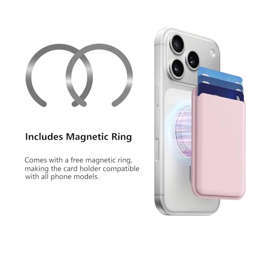 MagSafe Wallet Stand RFID Card Holder Thin Leather with Strong Magnets - color: Pink