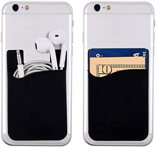 Cell Phone Card Holder for Back of Phone Case. Silicone Stick On Pocket Wallet for iPhone, Android & Other Flat Surfaces, Great for Credit Cards, Business Card, Cash & ID Cards (Grey White Black) - color: Grey, White, Black