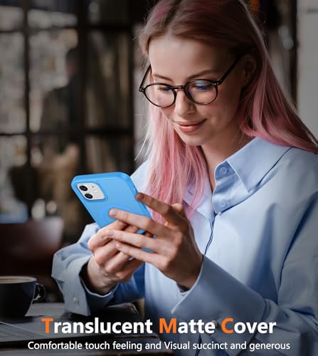 FNTCASE for iPhone 12 Phone Case: for iPhone 12 Pro Magnetic Matte Textured Military Grade Drop Protection Translucent Cell Cover - Slim Durable Shockproof Protective Bumper | With Screen Protector, Magnetic Camera Protection Slim Cases, 14FT Military Gra