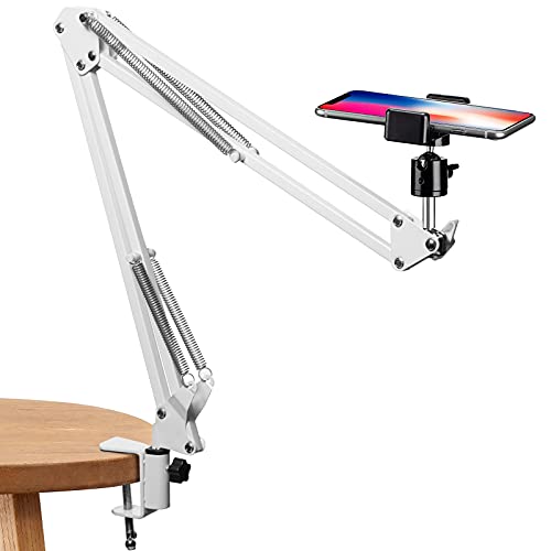 TARION Overhead Phone Stand Articulating Boom Stand Lazy Arm White