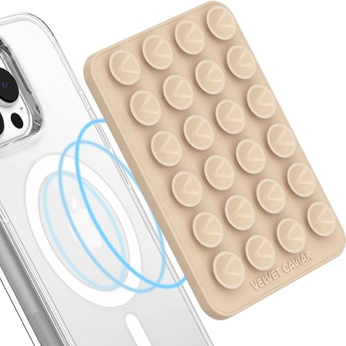 Velvet Caviar Suction Cup Phone Case Mount Compatible with MagSafe Devices Only - Magnetic Silicone Sticky Phone Grip Holder for iPhone Back of Phone - Mirror Gripper (Nude) - color: Nude
