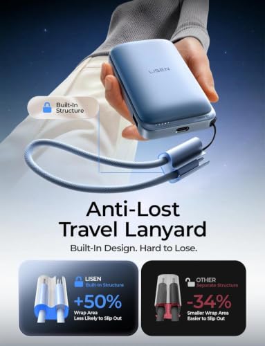 LISEN Magnetic Portable Charger Power Bank for iPhone 10000mAh - color: Ice Blue