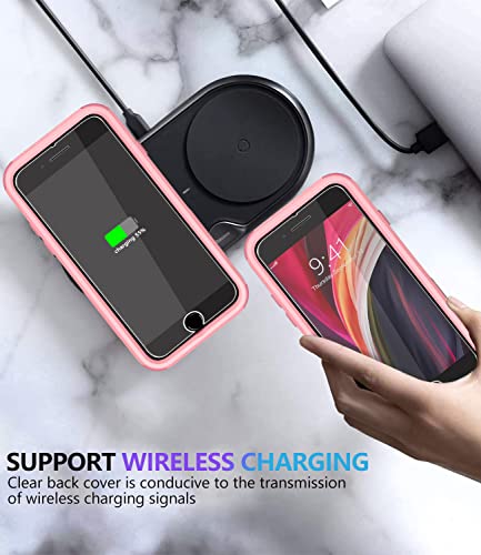 Diverbox Designed for iPhone SE case with Screen Protector Heavy Duty Shockproof Shock-Resistant Cases for Apple iPhone se Phone 2022/2020 Release (Pink) - color: Pink