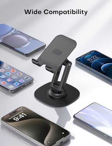 OMOTON Cell Phone Stand for Desk, 2 Pack Adjustable Foldable Phone Holder - color: Black & White