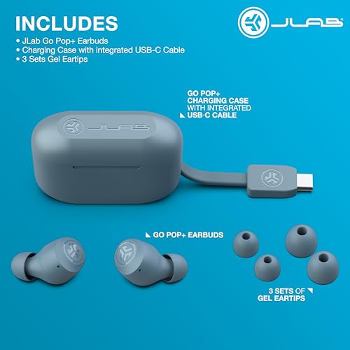 JLab Go Air Pop+ Earbuds, Dual Connect, EQ3 Sound, Slate - color: Slate, style: Matte