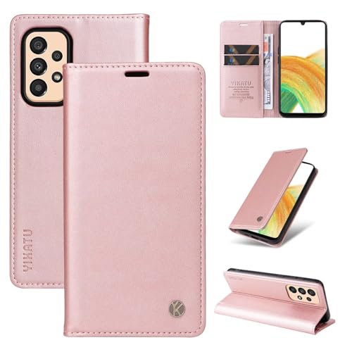 Compatible with Samsung Galaxy A23 Wallet Case PU Leather Flip Folio Case with Card Holder Magnetic Closure Shockproof Protective Phone Cover Rose Gold - color: Rose Gold, size: Samsung A23
