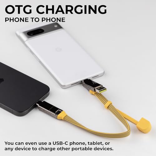 inCharge Rolling Square XL 30 cm - USB-C Cable, Universal Smartphone Cable, Gift for Men, 6-in-1 Universal Charger for Smartphones, Technical Gadget, Yellow, Lightning Cable 100W - color: yellow