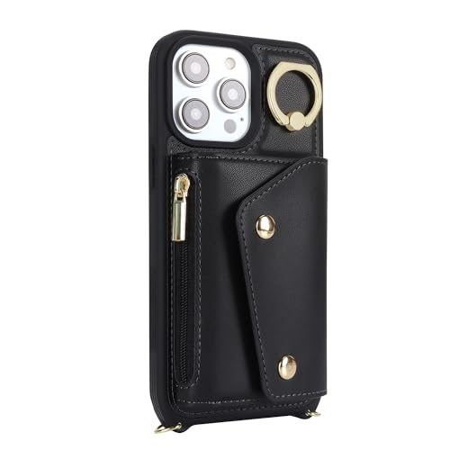 Lipvina Crossbody Wallet Case for iPhone 13 Pro Max,Black - color: 01-Black, size: iPhone 13 Pro Max 6.7"