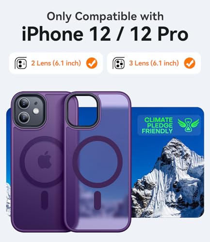 CANSHN Magnetic for iPhone 12 Case/iPhone 12 Pro Case, Deep Purple | Translucent Matte, Compatible with MagSafe, Heavy Duty Protection, Scratch Resistant, Slim Fit, Pocket Friendly - color: Matte Magnetic & Deep Purple