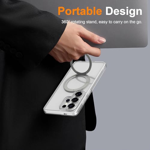 Magnetic Case for Samsung Galaxy S26 Ultra 5G Phone 2026 | with Rotating Kickstand | Non-Yellowing Transparent Clear | Slim Thin | Wireless Charging | Shockproof Protection (Clear) - color: Clear, size: S26 Ultra