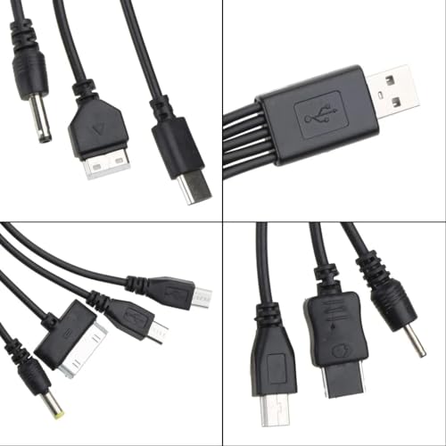 3Pcs Black 10 in 1 Universal USB Cable, Multiple Universal Charging Cable for Cell Phones Blutooth Earphone Speaker Adapter Cable, 20cm Data Cable,Cables and Interconnects,USB Cables
