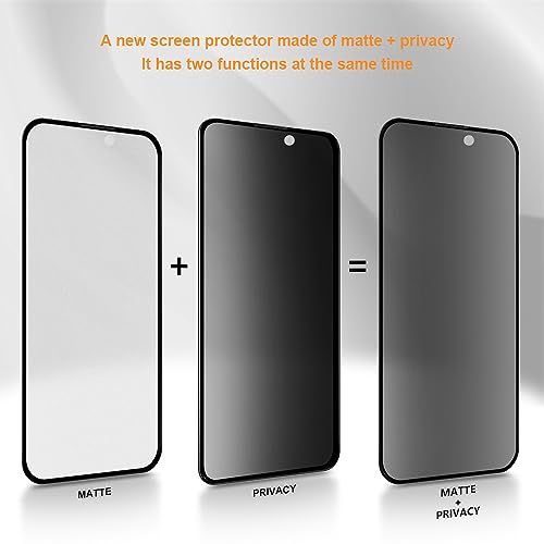 for iPhone 15 6.1" Matte Privacy Screen Protector with Camera Lens Protector Full Coverage Anti-glare Anti-spy Tempered Glass Film Anti-fingerprint Easy Installation - size: iPhone 15