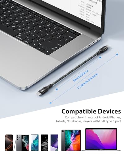 SOOPII 6-Pack 0.7Ft Short USB C to USB C Cable, 60W PD Fast Charging Nylon Braided Cord,Compatible with Phone,Tablet,Laptop,Ideal for Charging Station and Power Bank(Black) - size: 6P(60W)