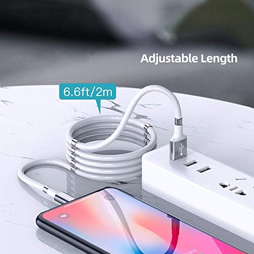 AICase Magnetic Charging Cable,(6.6 FT) Super Organized Charging Magnetic Absorption Nano Data Cable for Phone 14 13 12 11/XS/XS Max/XR/X/8/8 Plus/7/7 Plus/6s/6s Plus/6/6 Plus/SE/5s/5c/5/Pad/Pod - size: 6.6 ft