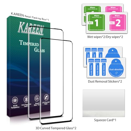 KAREEN 2 Pack Screen Protector for Samsung Galaxy S21 Ultra Tempered Glass | 3D Curved Full Coverage Film, 9H Hardness, Anti-Scratch, Case Friendly - size: Galaxy S21 Ultra 6.8-inch
