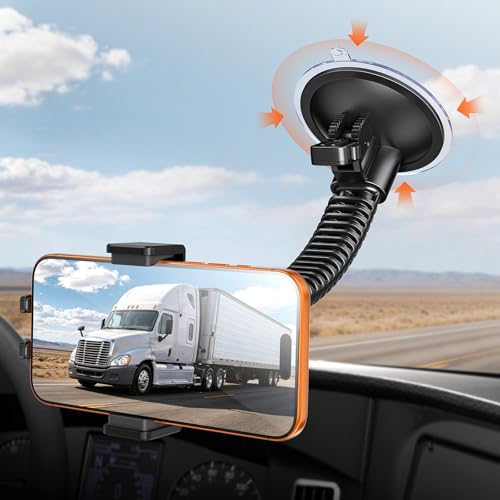 A2C Heavy Duty Truck Phone Mount, 10" Metal Long Arm Windshield Phone Mount