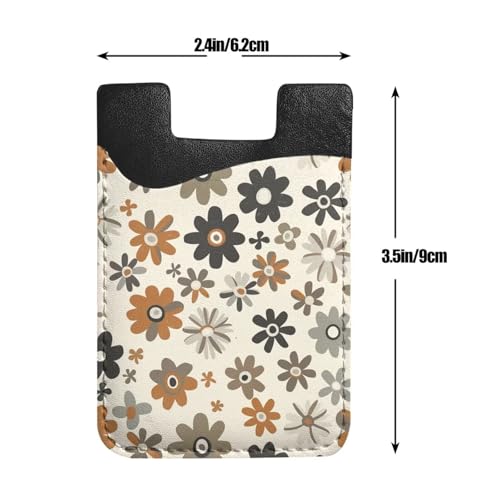 Phone Card Holder Back Of Phone Stick On Pocket Credit ID Card Sleeve Hippie Daisy Beige Strong Adhesive Sticker Cell Phone Wallet Floral Flower Smartphones Adhesive Card Holder - color: Flowers