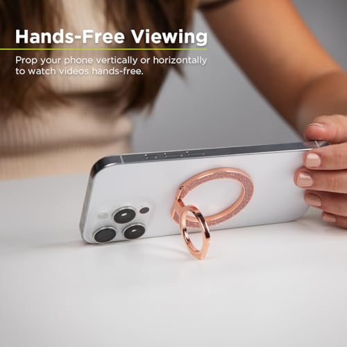 PureGear Magnetic Phone Ring Grip, for MagSafe Kickstand Holder - color: Chrome Rose Gold Pink Glitter