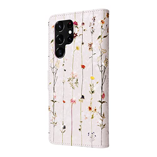 UEEBAI Wallet Case for Samsung Galaxy S22 Ultra 5G, PU Leather Phone Case Kickstand RFID Blocking Flip Case Card Slots Wrist Strap Relief Engraved Pattern Magnetic Closure Flower Folio Case, Vine - color: Vine, size: Samsung Galaxy S22 Ultra 5G