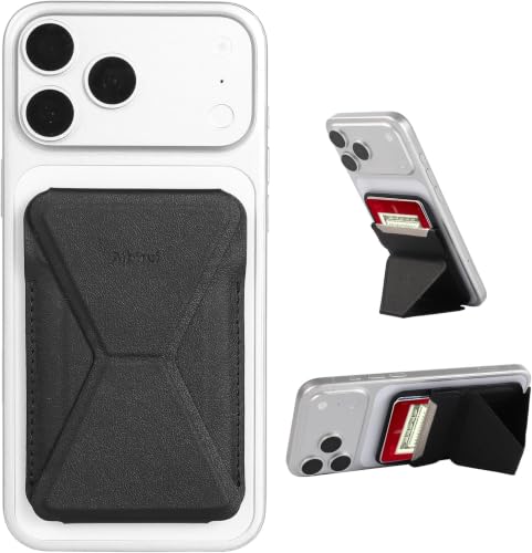 Magnetic Phone Card Holder with Stand,Thin Phone Wallet for iPhone - color: Black2