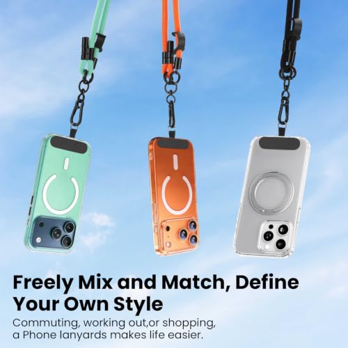 Phone Lanyard, Phone Strap Crossbody with 2 Pack Tether Tab, Adjustable Anti Theft Phone Strap for All Phones (Black) - color: Black