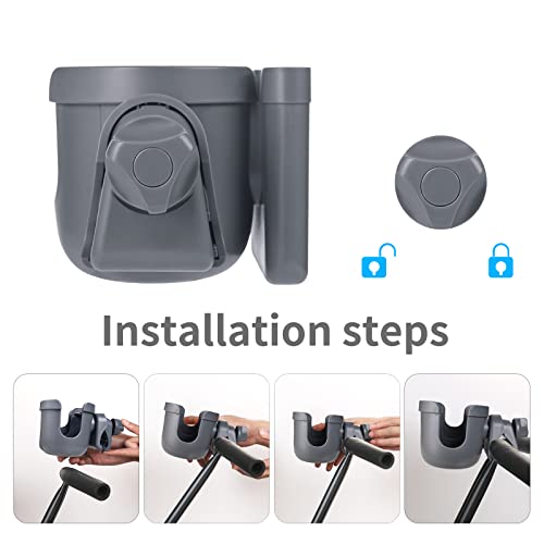 Suranew Cup Holder with Phone for Walker Wheelchair Stroller Gray - color: Grey