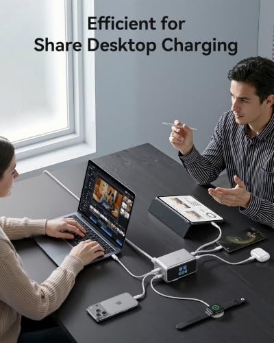 MOKiN 200W Charging Station with Retractable Cord, 6-Port Desktop Charger