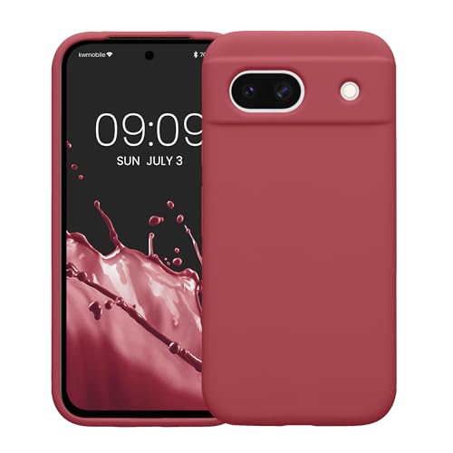 kwmobile Case Compatible with Google Pixel 8a Case - TPU Silicone Phone Cover with Soft Finish - Dark Rose - color: Dark Rose, size: Pixel 8a