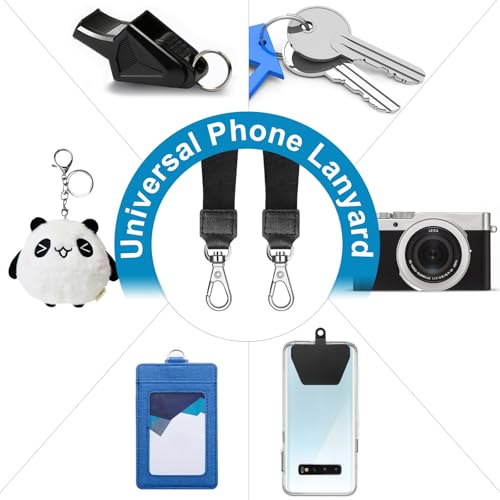 SHANSHUI Phone Lanyard, Neck Wrist Nylon Cell Phone Lanyard, 1 Pcs Tether Pads Compatible with iPhone & All Smartphones in Full Cover Cases - color: Tpublack, size: 17inch