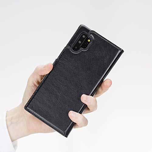 Venito Florence Leather Wallet Phone Case Compatible with Samsung Galaxy Note 10 Plus - Extra Secure with RFID Blocking - Detachable Phone Wallet (Rustic Black) - color: Rustic Black, size: Note10 Plus