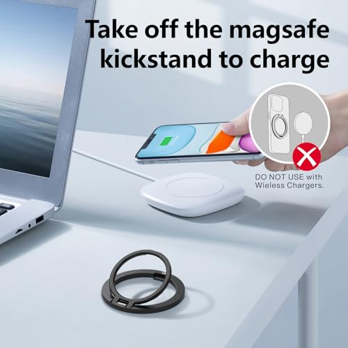 ZXM Magnetic Phone Ring Grip, for iPhone 17/16/15/14/13/12 (Black) - color: Black