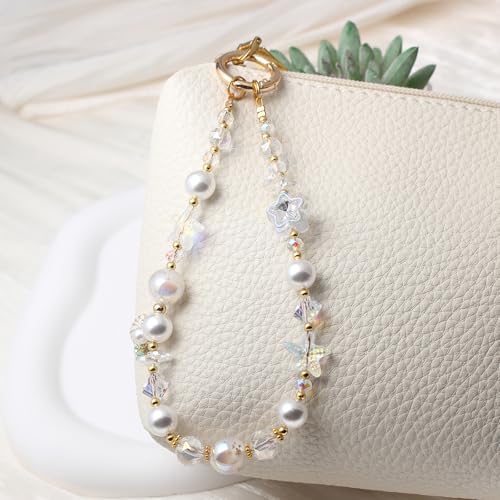 Beaded Phone Wrist Strap, Crystal Key chain Wristlet, Cute Purse Bag Charms - style: Style3