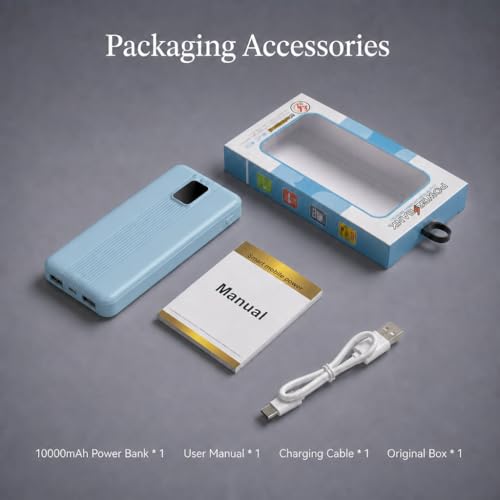 10000mAh Portable Charger with 4 Built-in Cables, 22.5W Fast Charging Power Bank, LED Display, Slim Travel Battery Pack for iPhone 17/16/15/14, Samsung Galaxy, iPad & More - color: Blue