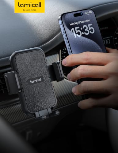 Lamicall 2026 Wider Clamp & Metal Hook Car Phone Holder Trucking GPS - color: NEW Upgraded - Dark Wood