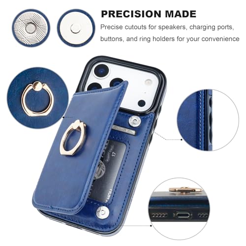 ONETOP for iPhone 18/17 Pro Wallet Case with Credit Card Holder,Blue - color: Blue