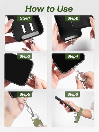 Tiostep Clip and Go Strap for Phone with Wallet Crossbody Phone Lanyard Adjustable and Detachable RFID Wristlet Wallet (Green, Medium) - color: Green, size: Medium