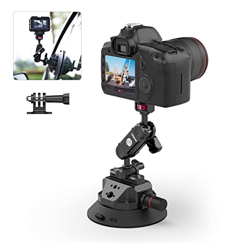 Ulanzi SC-02 Heavy-Duty Suction Cup Mount for Camera/Accessory (4.5"), Pump-actived Vacuum Camera Suction Cup Mount for Action Cameras w Quick Release NATO Magic Arm Car Boat Windshield Window Mount - color: SC-02