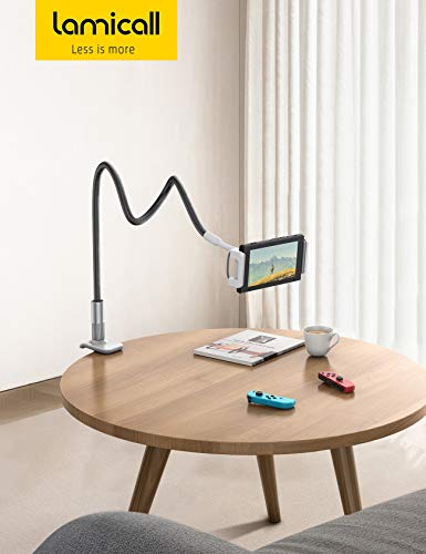 Lamicall Gooseneck Tablet Holder Mount, Quickly Adjustable Bed Flexible Arm - color: Black