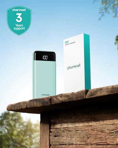 charmast 10000mAh Power Bank Portable Charger with 4 Built-in Cables - color: Qing