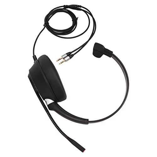 ciciglow Telephone Headset, Monaural Headset Built in HD Microphone Noise Cancellation 3.5mm Corded Communication Single Sided Ear Headphone Suitable for PC