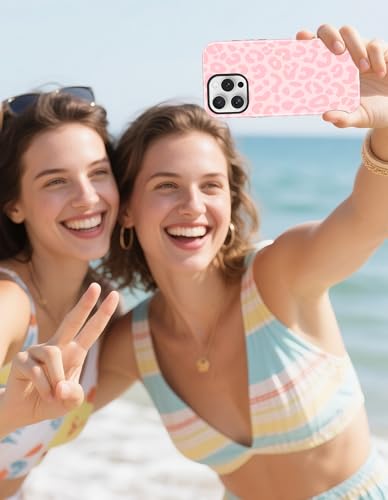 Jusy Magnetic Cheetah Phone Case for iPhone 16 Pro Max,Pink Leopard | Compatible with MagSafe,Cute Aesthetic Tortoise Shell Design,TPU and PC Protective Shockproof Cover - color: Pink Leopard