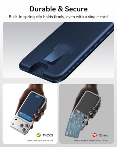 TWZKG for MagSafe Wallet, 3 Cards Holder, Slim Magnetic Phone Wallet for iPhone 17/16/15/14/13/12 Pro Max Plus Air Series,RFID Blocking Vegan Leather,Navy Blue - color: Navy Blue
