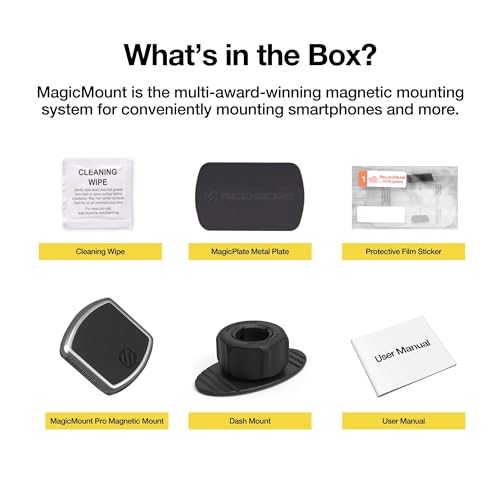 Scosche MPDB MagicMount Pro Magnetic Cell Phone Car Mount with Strong Magnets & 360° Adjustable Head, Adhesive Dashboard Cell Phone Holder Compatible with iPhone, Samsung, Android, Non-MagSafe Devices - size: 1 Pack, style: Dash