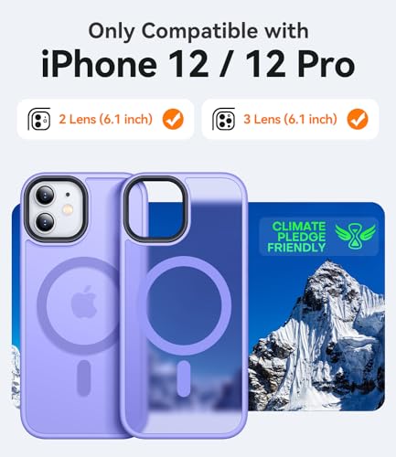 CANSHN Magnetic for iPhone 12 Case/iPhone 12 Pro Case, Light Purple | Translucent Matte, Compatible with MagSafe, Heavy Duty Protection, Scratch Resistant, Slim Fit, Pocket Friendly - color: Matte Magnetic & Light Purple