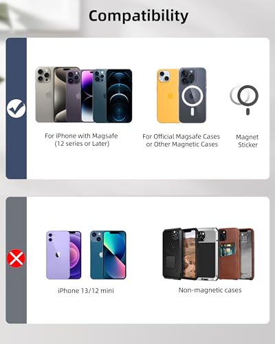 For Magsafe Wallet Stand, 6 Cards Holder, RFID Blocking | Strongest Magnetic Wallet for iPhone 17/16/15/14/13/12 Series, Magnetic Card Holder, ID Window, Vegan Leather, Sky Blue - color: Sky Blue