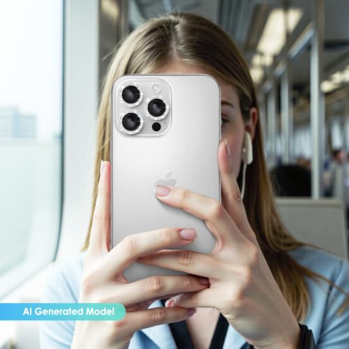 TENOC Camera Lens Protector for iPhone 14 Pro & 14 Pro Max, Silver Glitter - size: iPhone 15 Pro/15 Pro Max