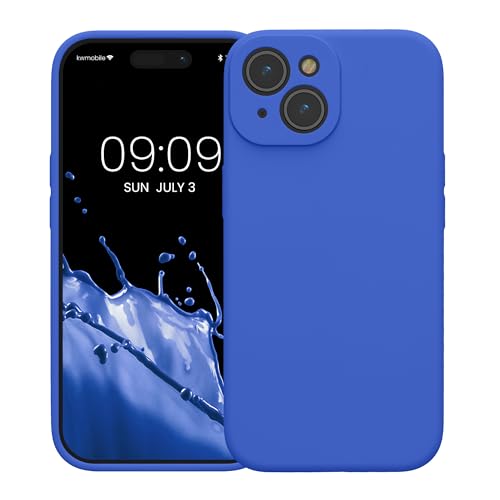 kwmobile Case Compatible with Apple iPhone 15 Case - Slim TPU Silicone Phone Cover - Soft Touch Finish - Baltic Blue - color: Baltic Blue, size: iPhone 15