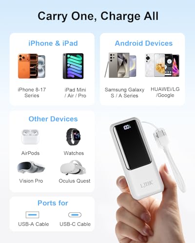 Mini Portable Charger 10000mAh 22.5W PD Small Power Bank Fast Charging - color: White