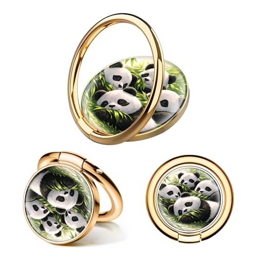 Cell Phone Ring Holder, Cute Phone Ring Grip Stand, 360°Rotation Funny Metal Kickstand Finger Grip Cute Pandas - color: Cute Pandas