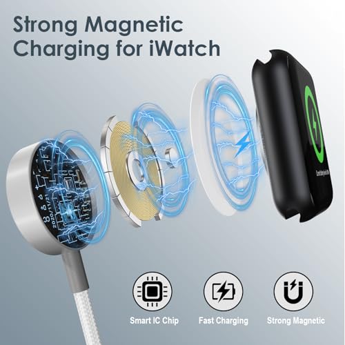 2Pack Travel Essentials,Multi Charging Cable for Apple Watch Charger White - color: White, size: 2Pack-4FT